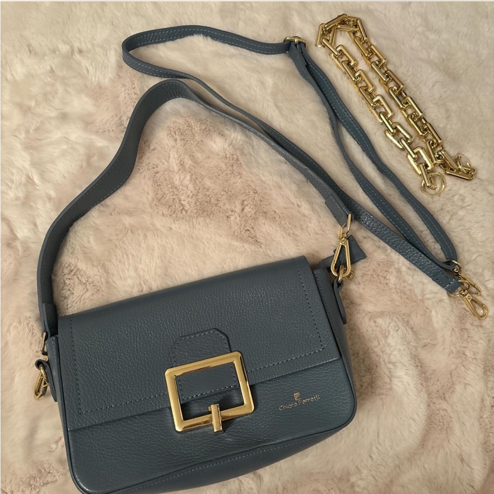 Chiara Ferretti blue Crossbody Bag with Gold Accents